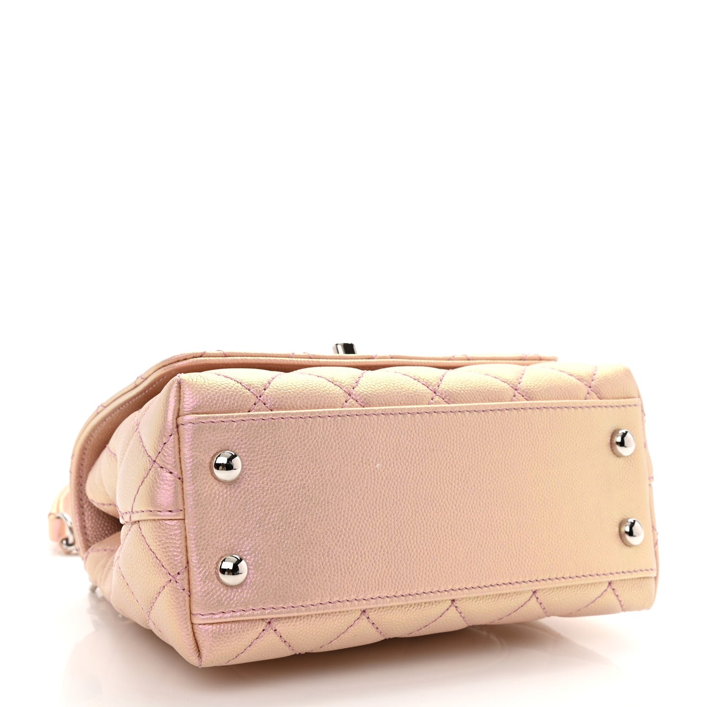 Iridescent Caviar Quilted Extra Mini Coco Handle Flap Light Pink