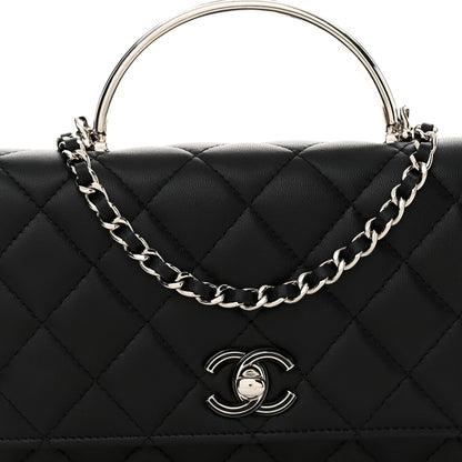 Chanel Lambskin Quilted Metal Top Handle Wallet On Chain WOC Black 9 of 13