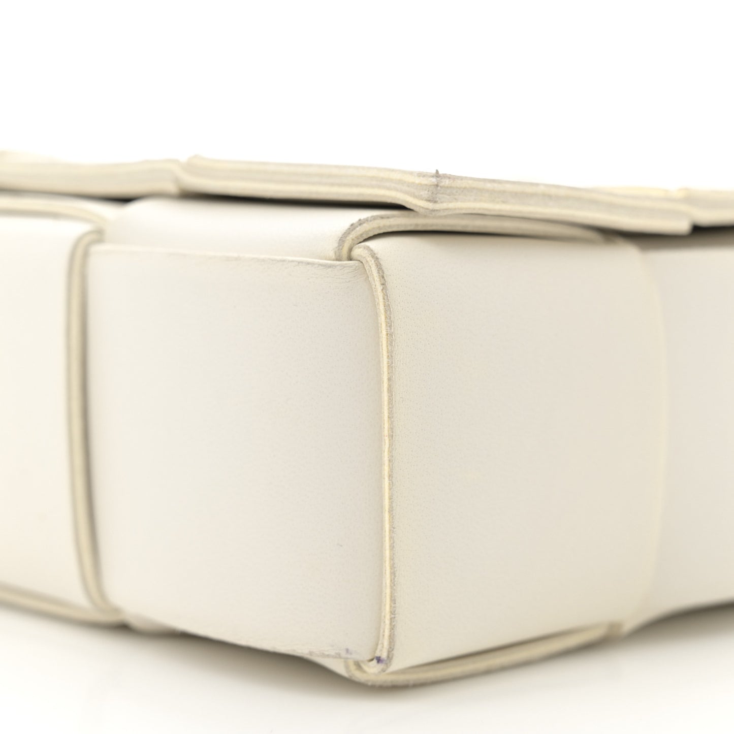 Lambskin Maxi Intrecciato Cassette Crossbody Bag White