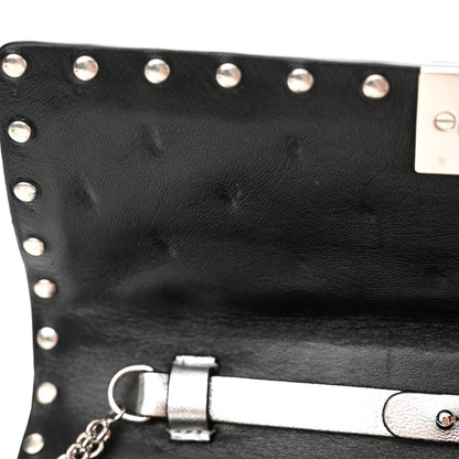 Valentino Garavani Metallic Lambskin Rockstud Spike Wallet on Chain Silver 11 of 11