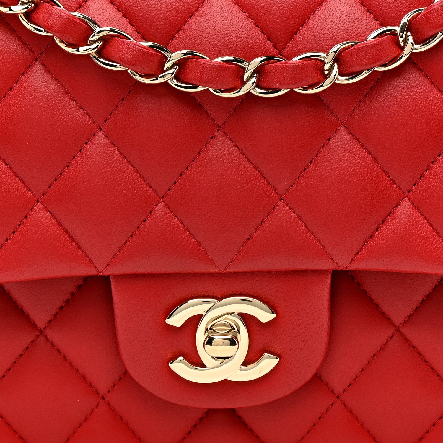 Chanel Lambskin Quilted Medium Double Flap Red 8 of 15