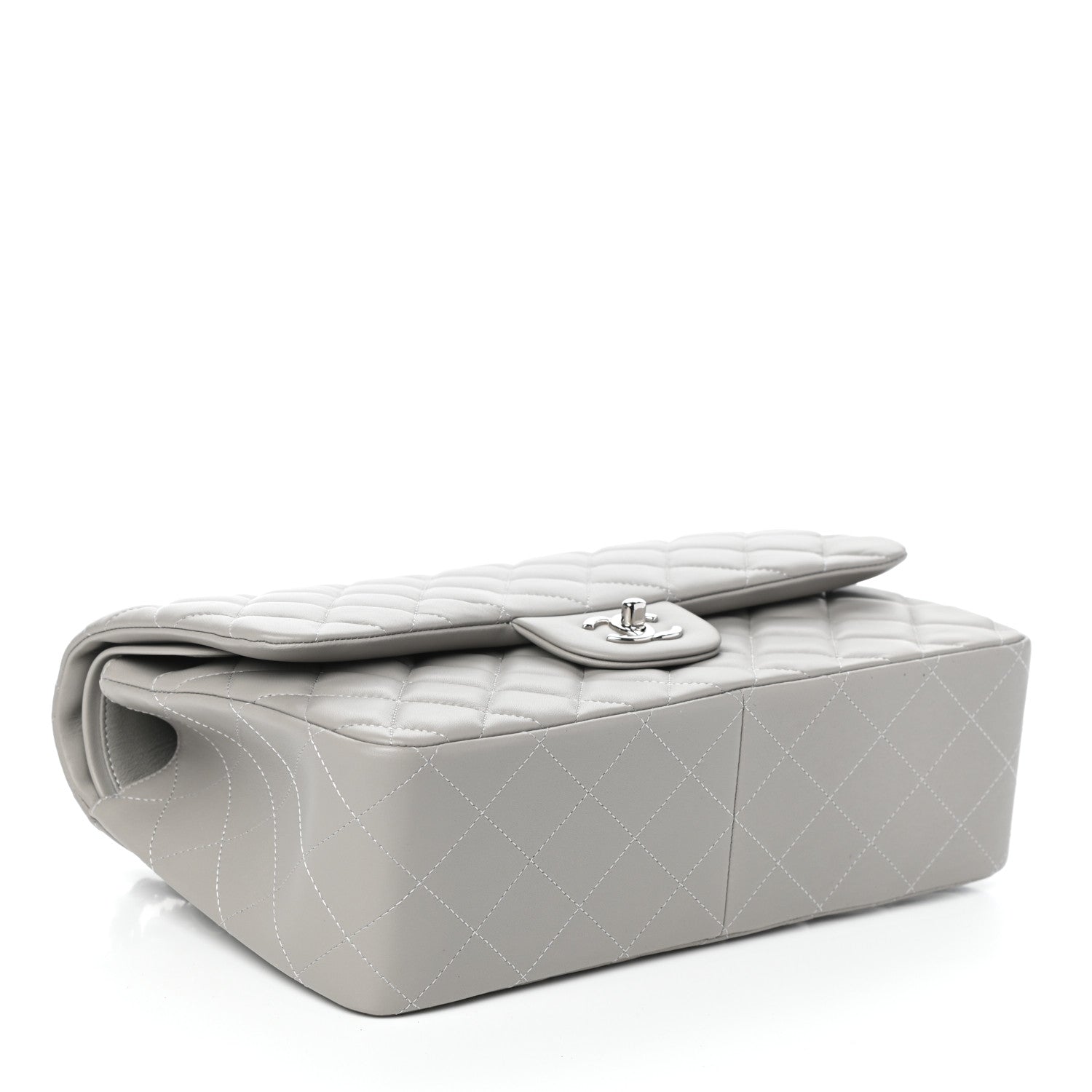 Chanel Lambskin Quilted Jumbo Double Flap Grey 4 of 10
