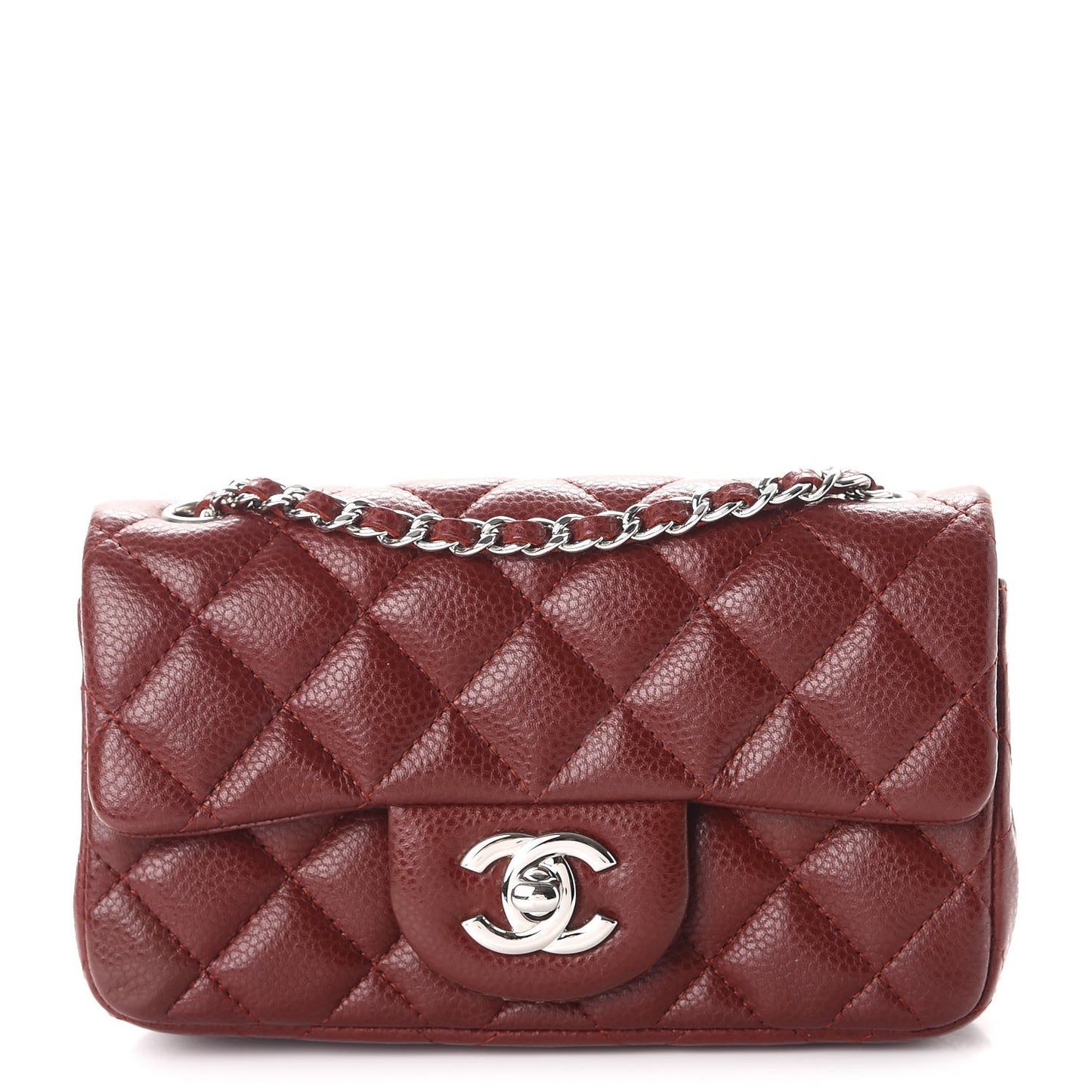 Caviar Quilted Extra Mini Flap Burgundy