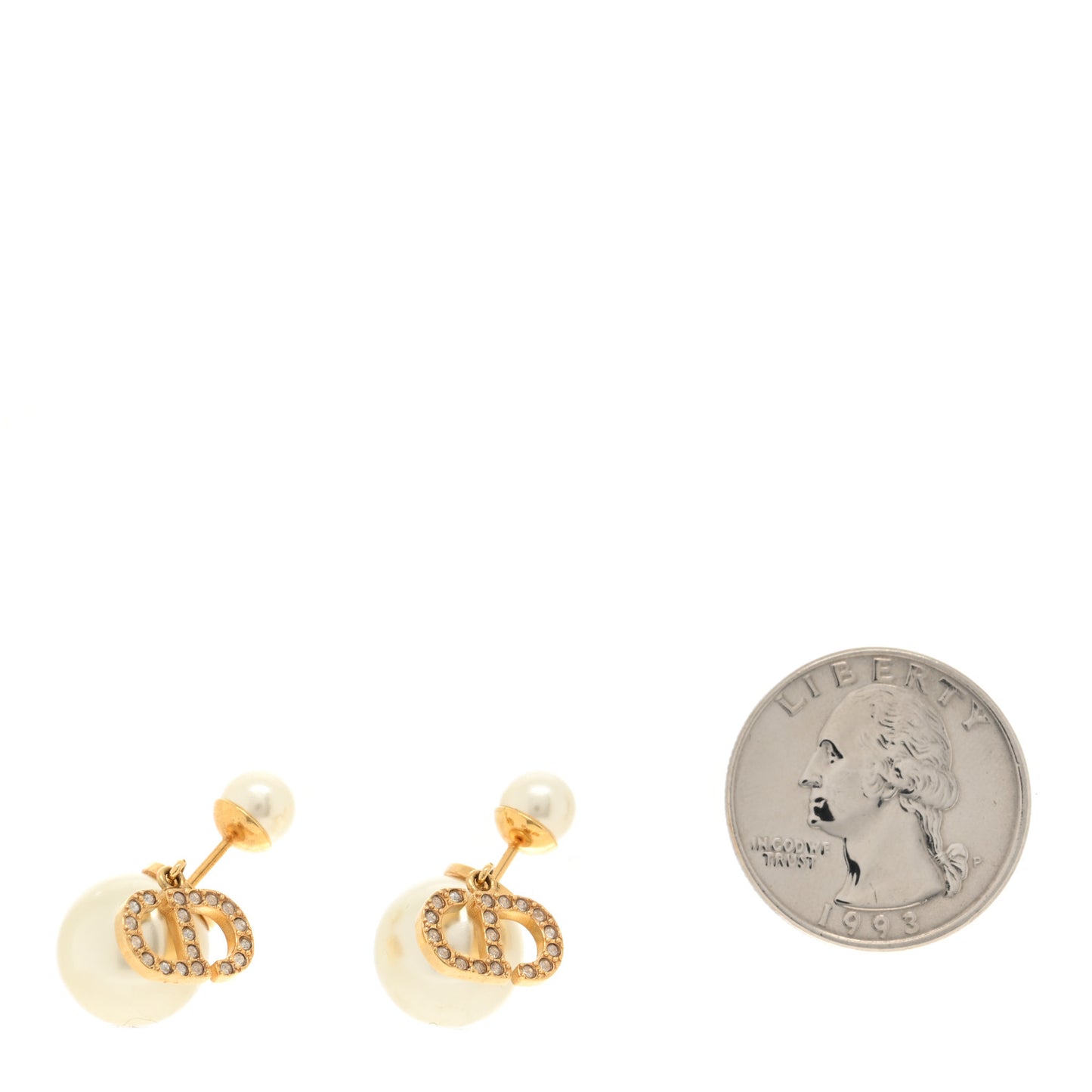 Pearl Crystal Tribal CD Drop Earrings Gold