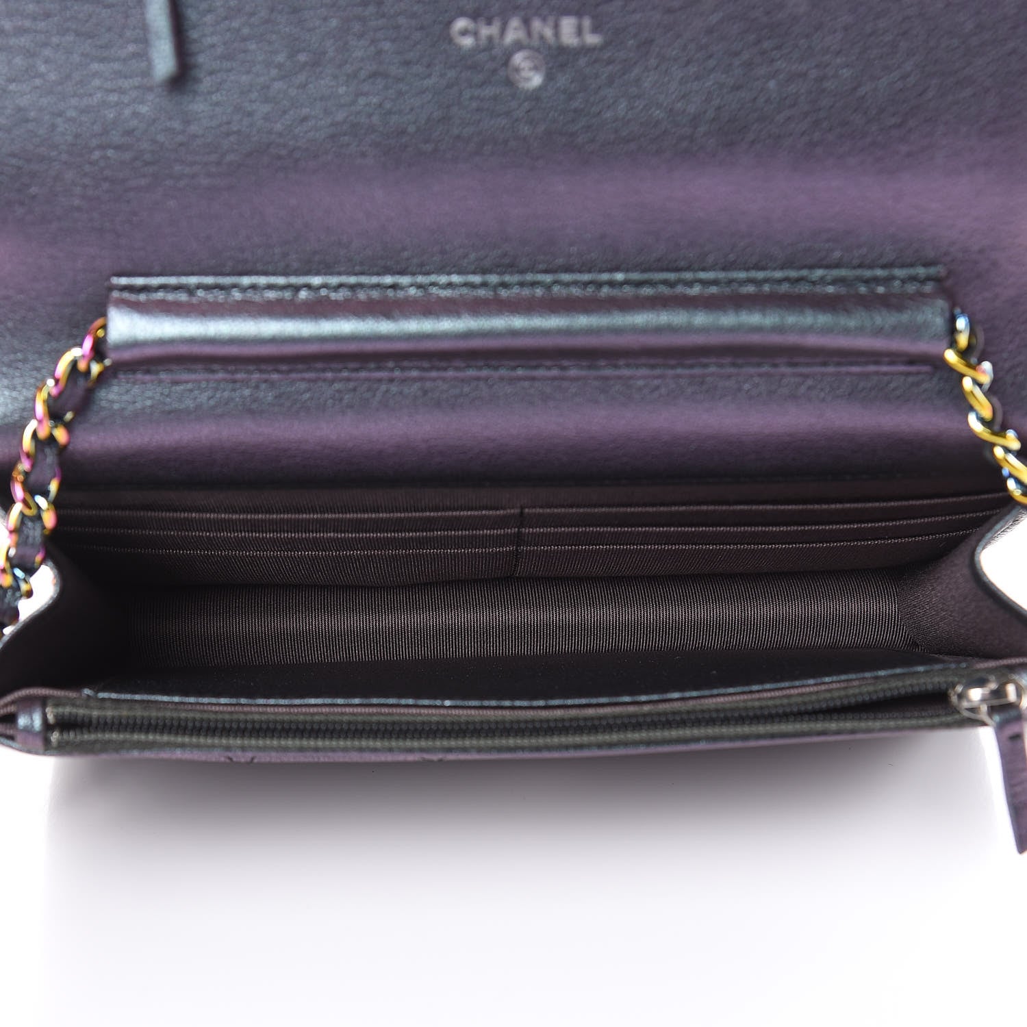 Chanel Iridescent Goatskin Quilted Wallet On Chain WOC Purple 5 of 12