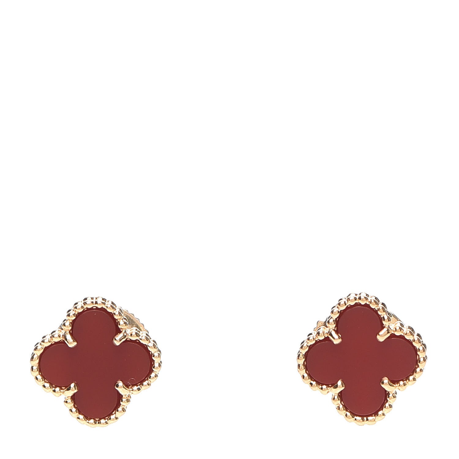 Van Cleef & Arpels 18K Rose Gold Carnelian Sweet Alhambra Earrings 1 of 4