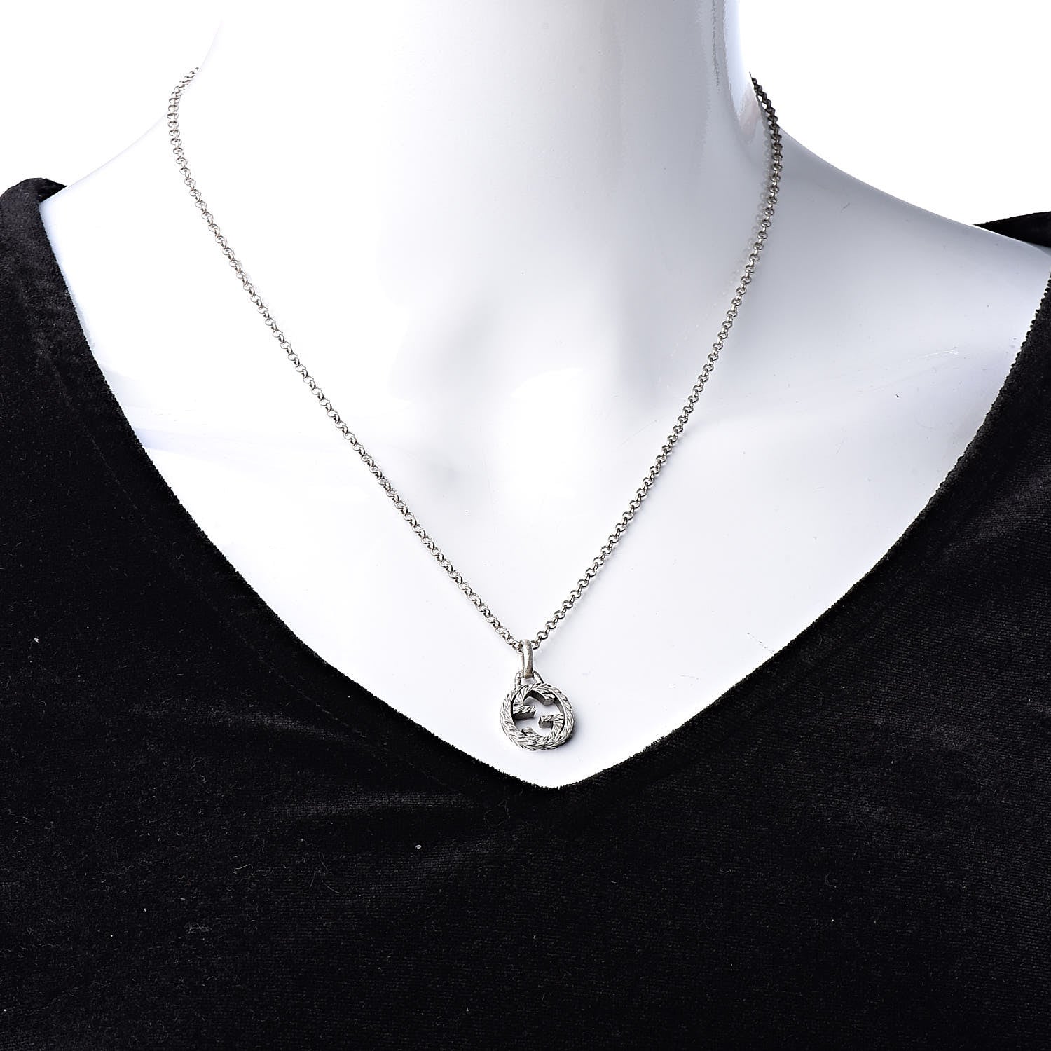 Gucci Sterling Silver Interlocking G Pendant Necklace 2 of 7