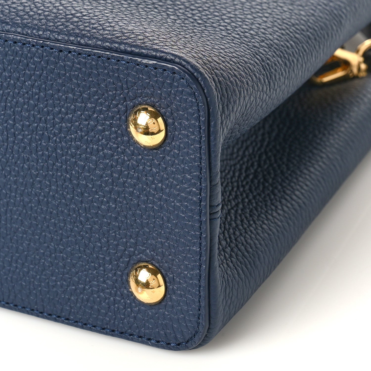 Louis Vuitton Taurillon Flower Power Embroidered Strap Capucines MM Marine Blue Cream 8 of 9