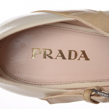 Prada Vitello Shine Lambskin Floral Mary Janes Heels 38.5 Ivory 7 of 18