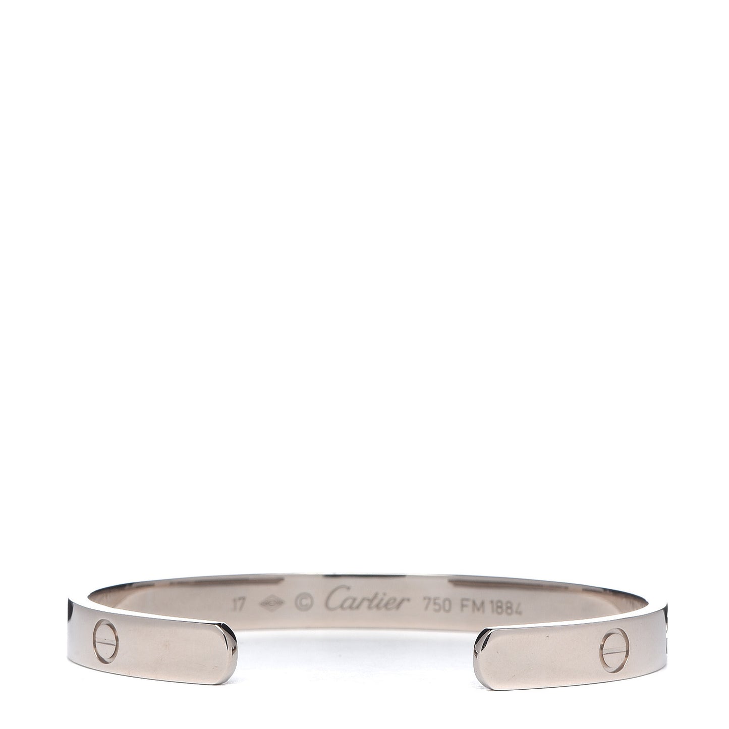 18K White Gold LOVE Cuff Bracelet 17