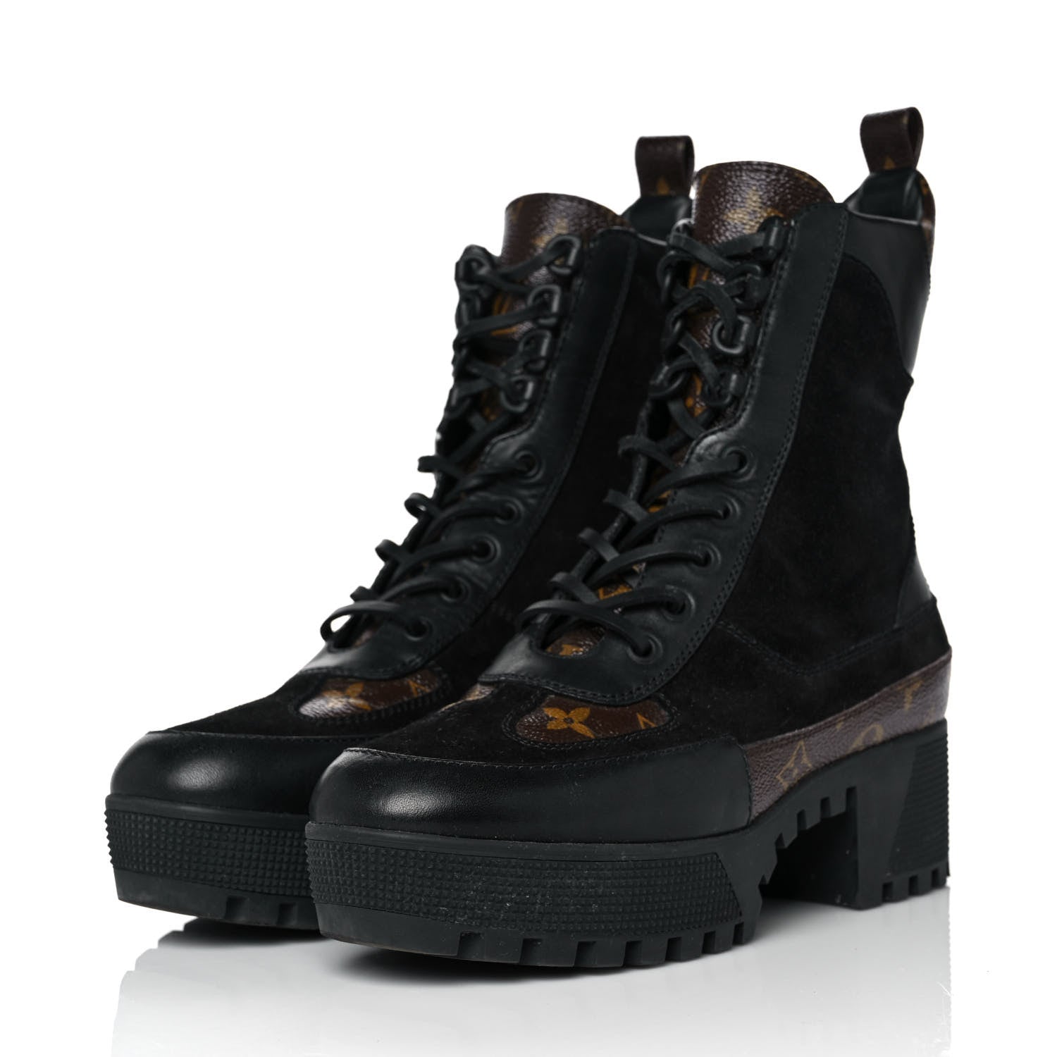 Louis Vuitton Suede Calfskin Monogram Laureate Platform Desert Boots 38.5 Black 3 of 7