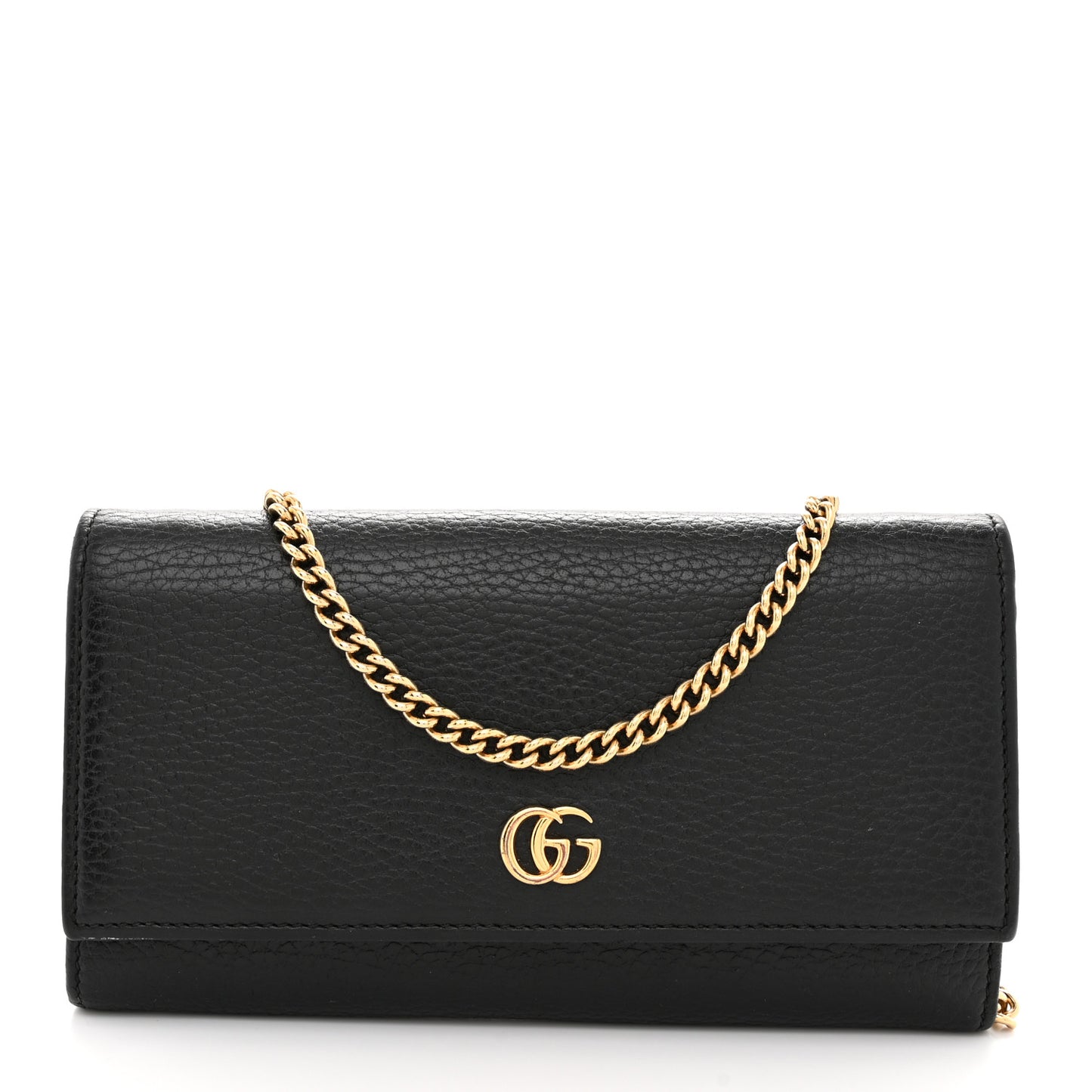 Dollar Calfskin Petite GG Marmont Wallet Chain Bag Black