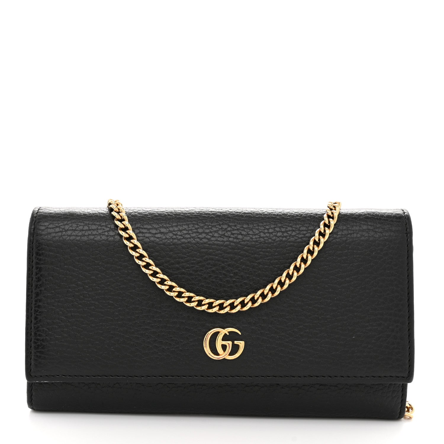 Gucci Dollar Calfskin Petite GG Marmont Wallet Chain Bag Black 1 of 11