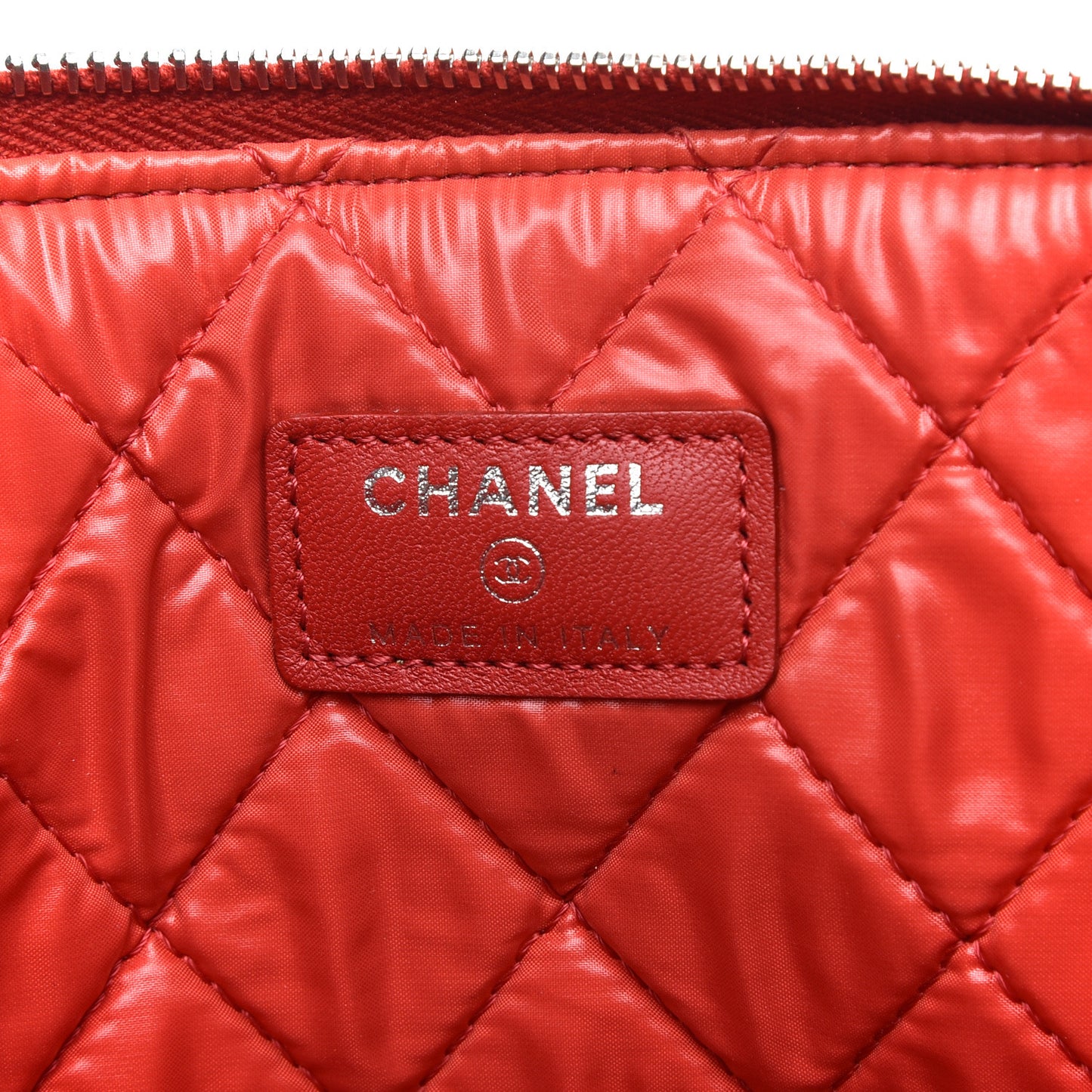 Lambskin Quilted Large Cosmetic Case Red