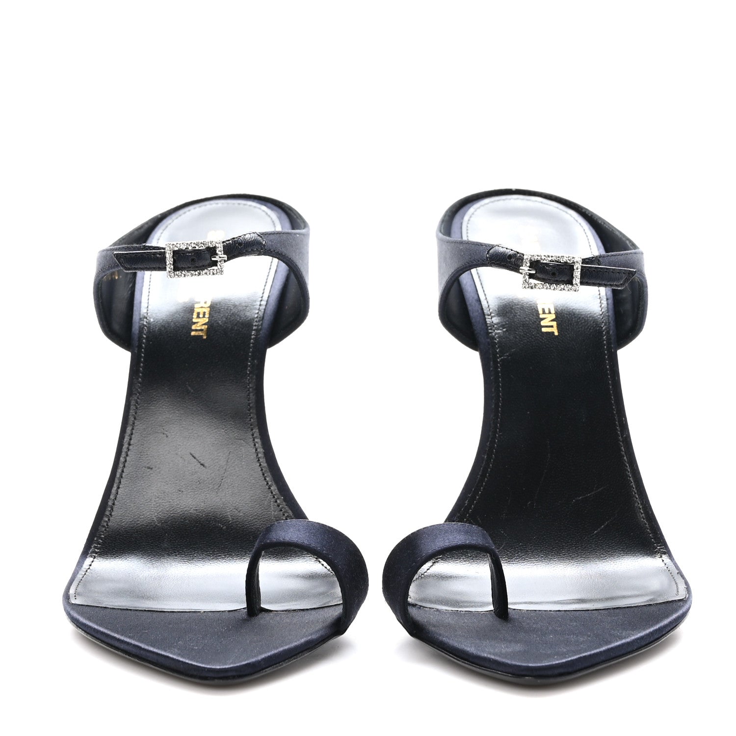 Saint Laurent Crepe Satin Dive Mule Sandals 40 Patriot Navy 2 of 9