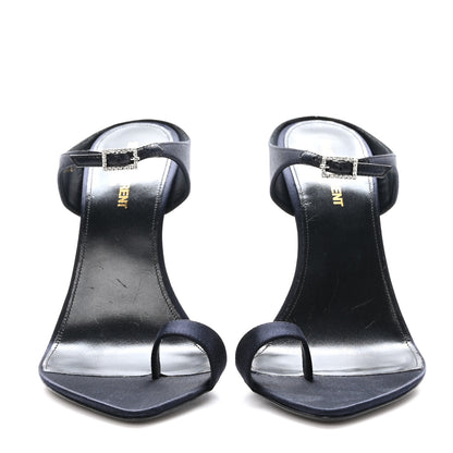 Saint Laurent Crepe Satin Dive Mule Sandals 40 Patriot Navy 2 of 9