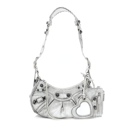 Balenciaga Agneau Arena Dirty Effect Le Cagole Shoulder Bag XS Optic White 1 of 12