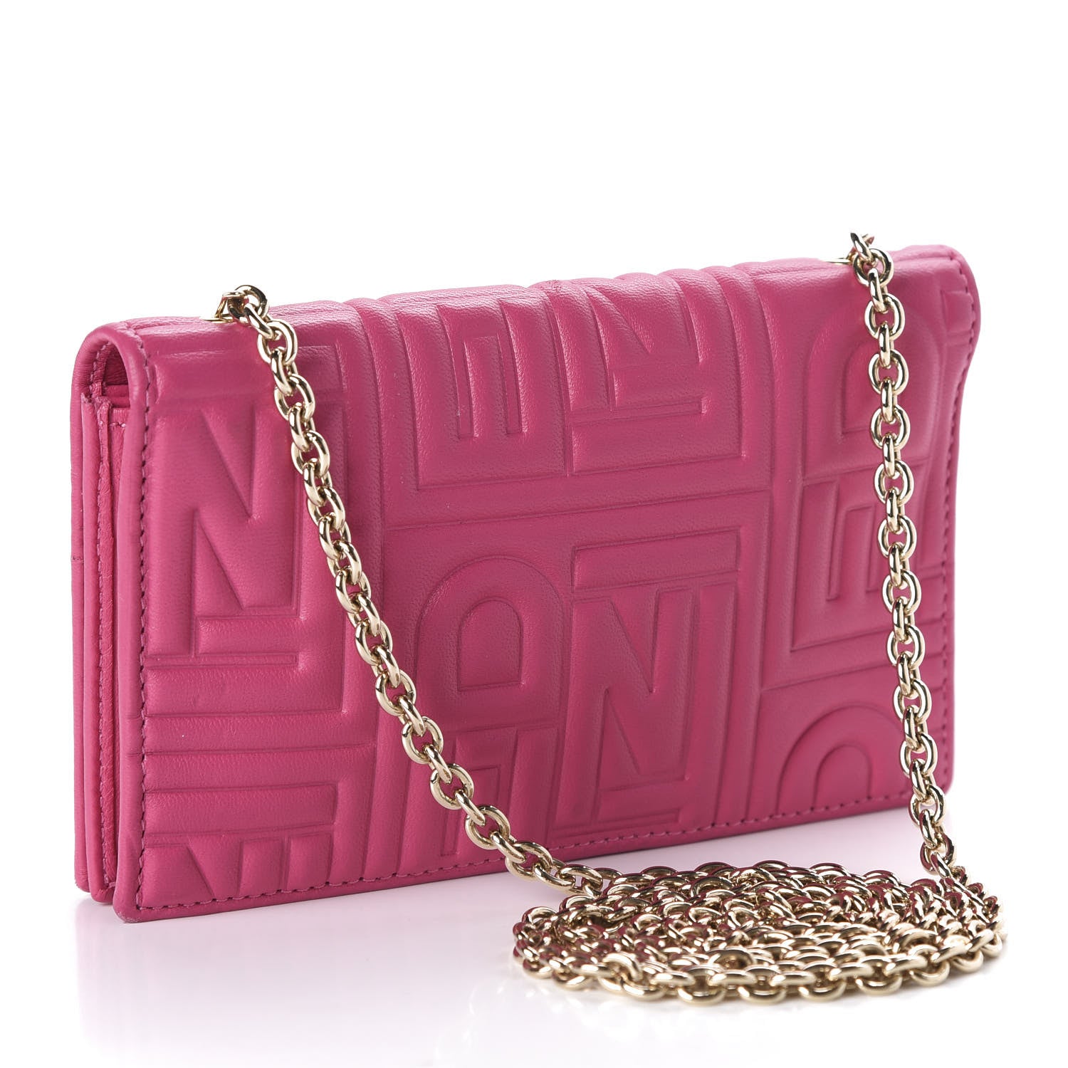 Fendi Nappa Logo Embossed Wallet On Chain Fuxia 3 of 13