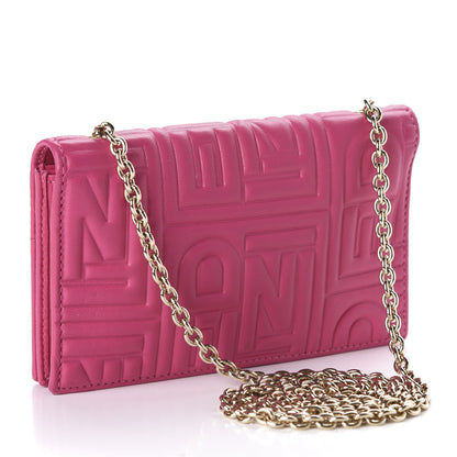 Fendi Nappa Logo Embossed Wallet On Chain Fuxia 3 of 13