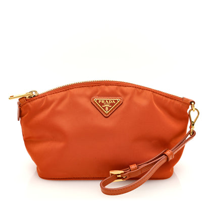 Prada Tessuto Nylon Vela Saffiano Wristlet Orange 1 of 9