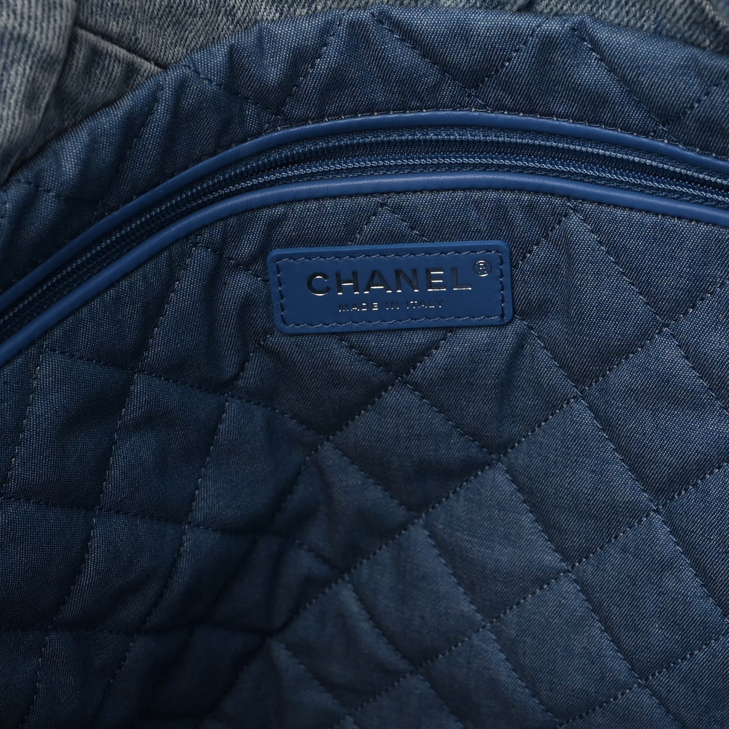 Denim Quilted Chanel 22 Blue