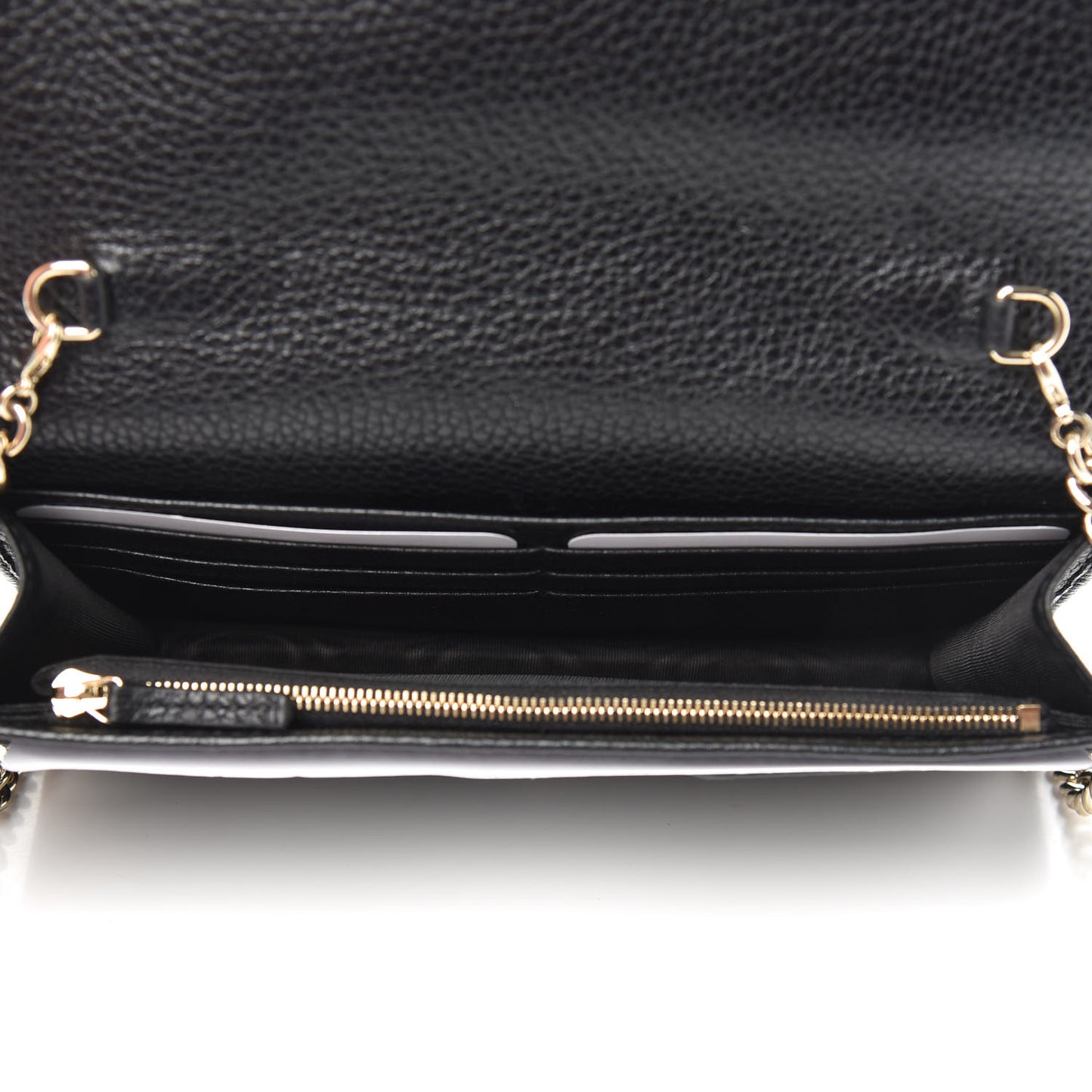 Pebbled Calfskin Soho Wallet on Chain Black