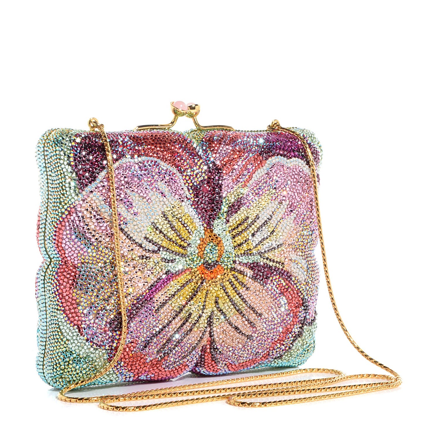 Swarovski Crystal Flower Minaudiere Clutch