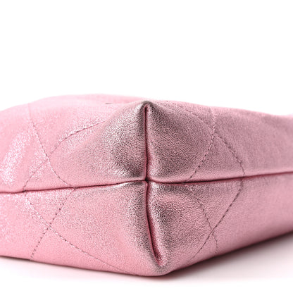Chanel Metallic Lambskin Lacquered Monochrome Quilted Mini Chanel 22 Pink 8 of 9