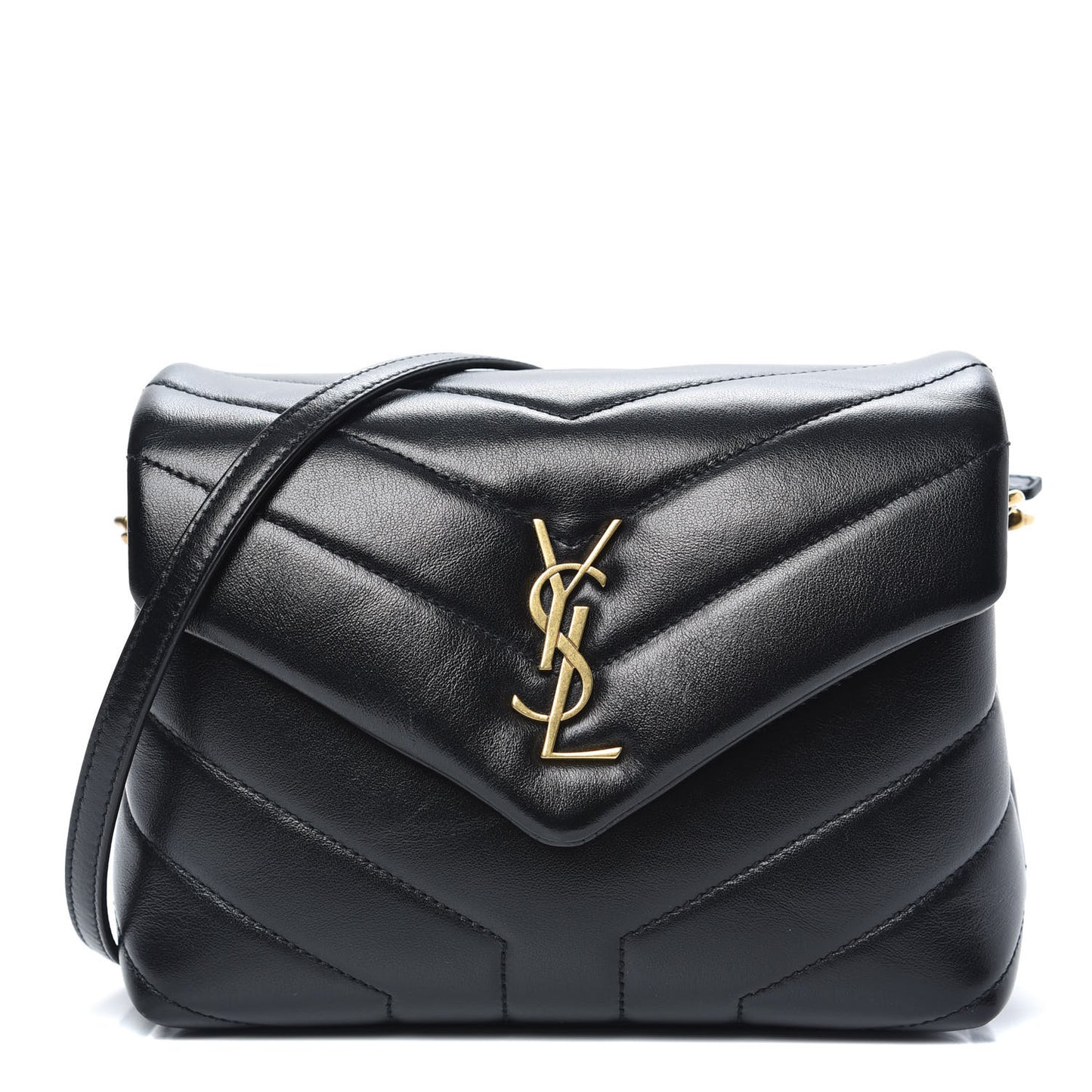 Calfskin Y Quilted Monogram Toy Loulou Crossbody Bag Black