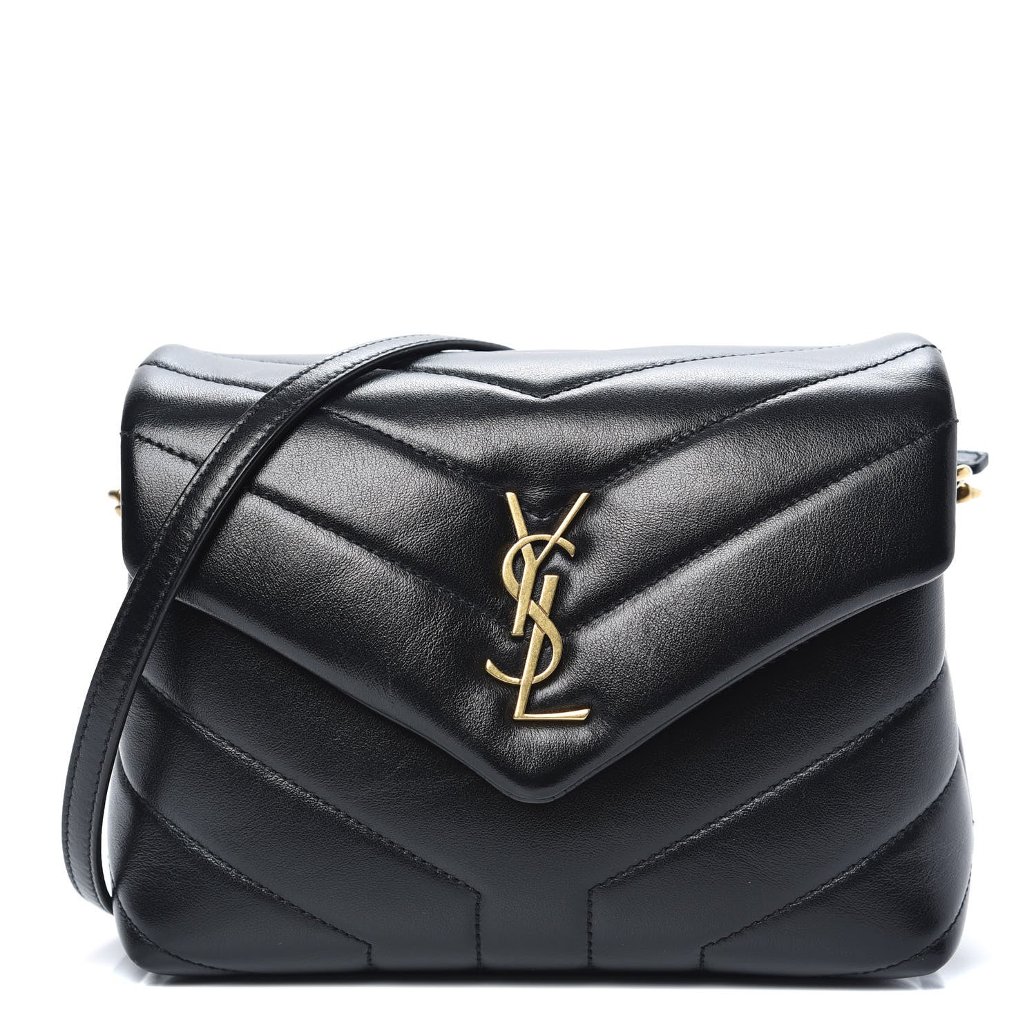 Saint Laurent Calfskin Y Quilted Monogram Toy Loulou Crossbody Bag Black 1 of 10