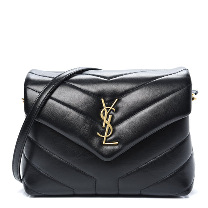 Saint Laurent Calfskin Y Quilted Monogram Toy Loulou Crossbody Bag Black 1 of 10