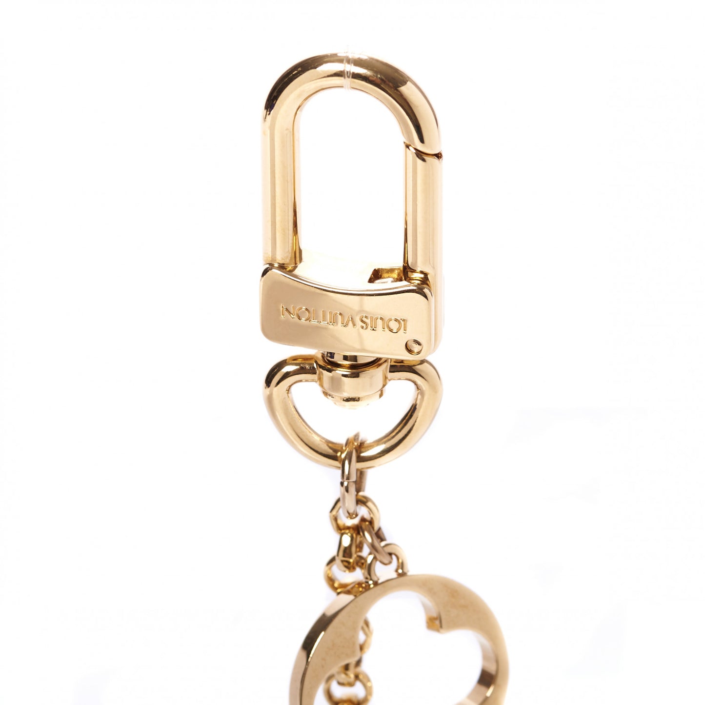 Brass Enamel Fleur De Monogram Bag Charm Chain Gold
