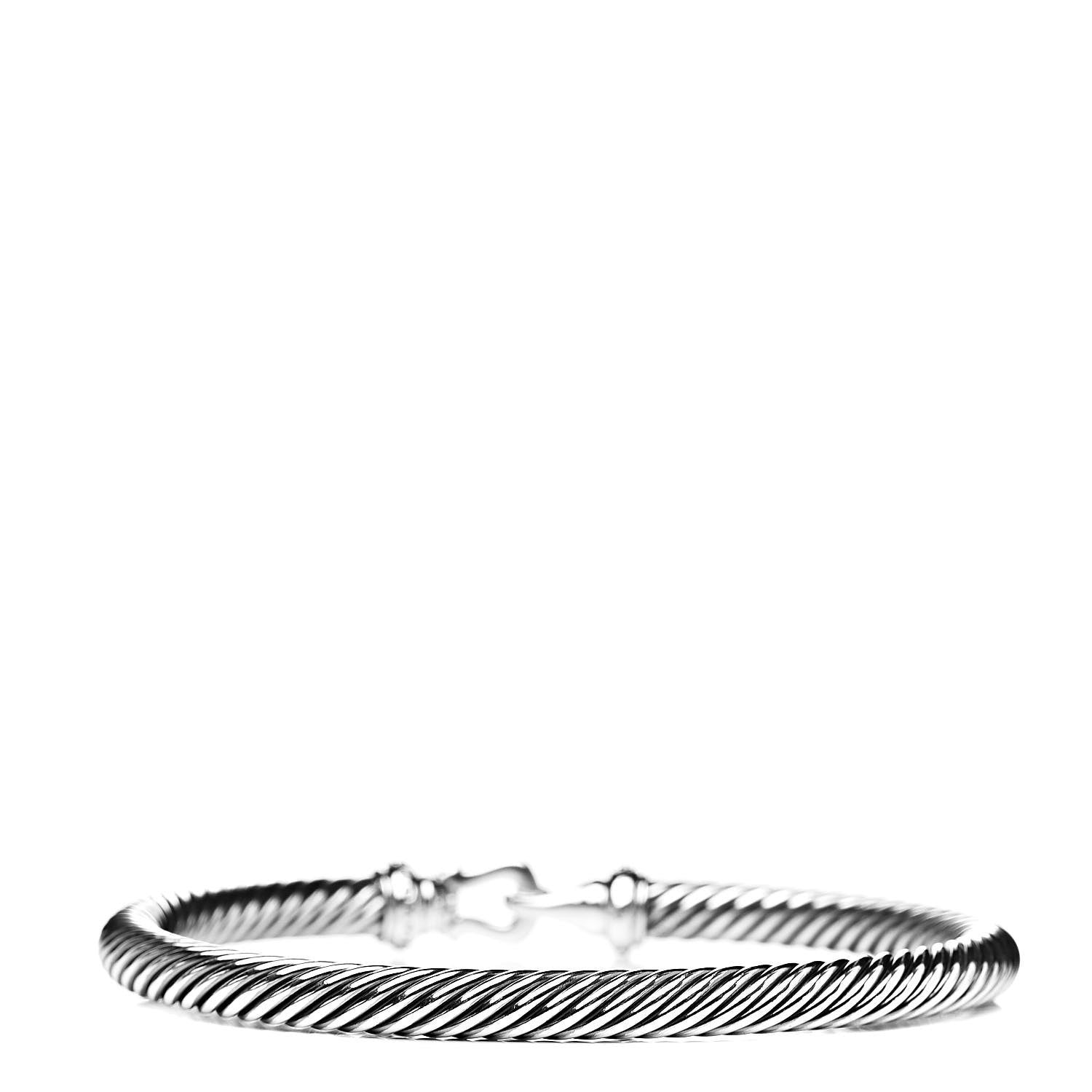 David Yurman Sterling Silver Diamond 5mm Cable Buckle Bracelet 3 of 5