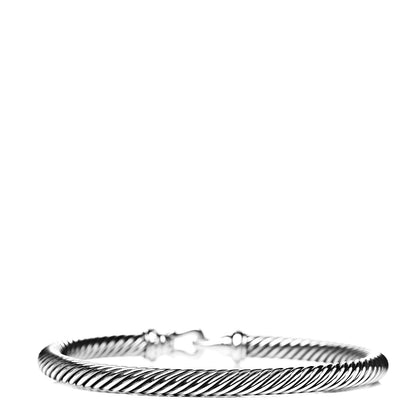 David Yurman Sterling Silver Diamond 5mm Cable Buckle Bracelet 3 of 5
