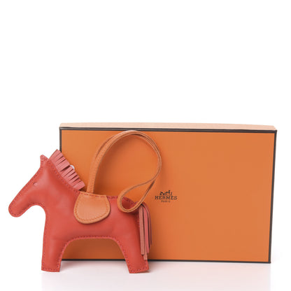 Hermes Milo Lambskin Grigri Rodeo Horse Bag Charm MM Rouge Rose Indien Jaipur Feu 4 of 4
