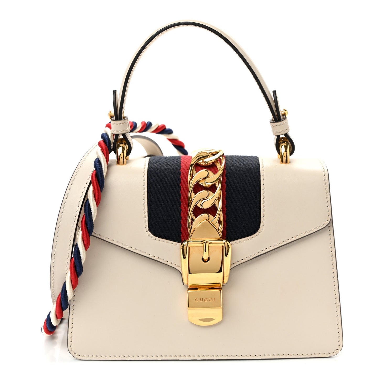 Calfskin Mini Sylvie Top Handle Bag White