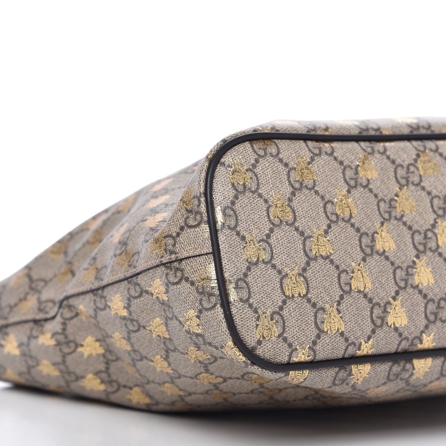 Gucci Soft GG Supreme Monogram Bees Small Crossbody Tote Beige Oro Black 6 of 9