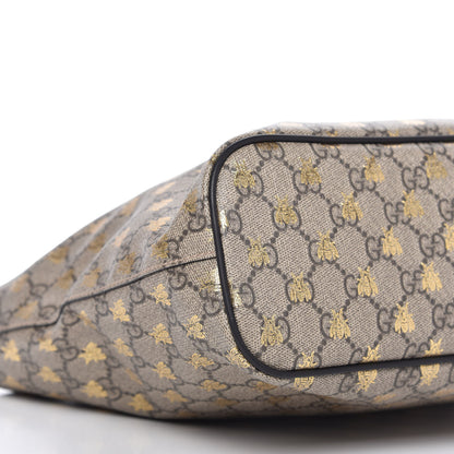 Gucci Soft GG Supreme Monogram Bees Small Crossbody Tote Beige Oro Black 6 of 9