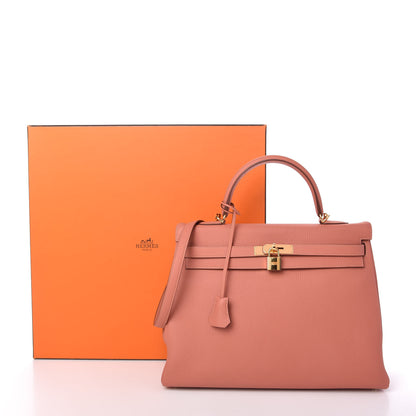 Hermes Taurillon Clemence Retourne Kelly 35 Rose Thé 11 of 11