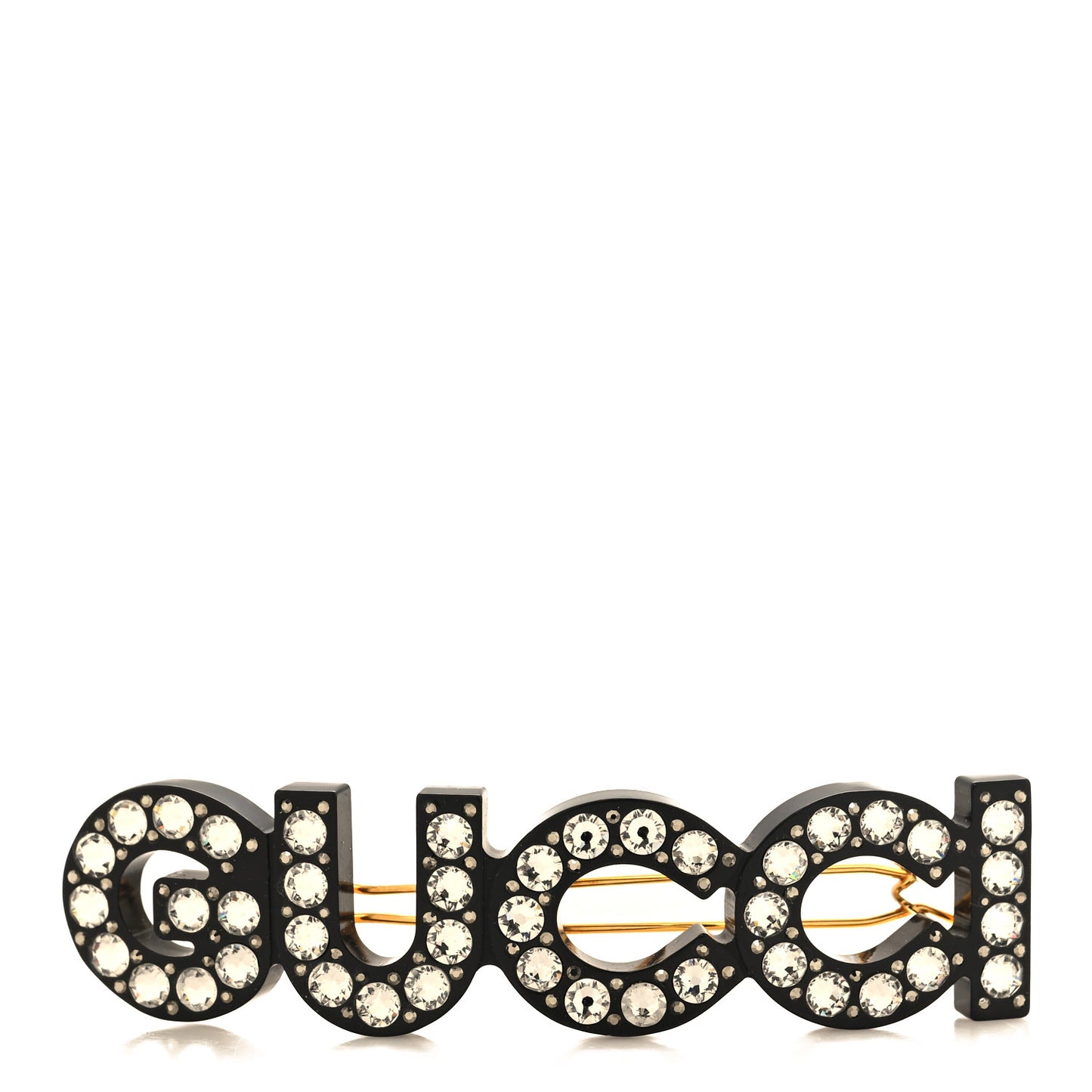 Resin Crystal Logo Medium Hair Slide Black