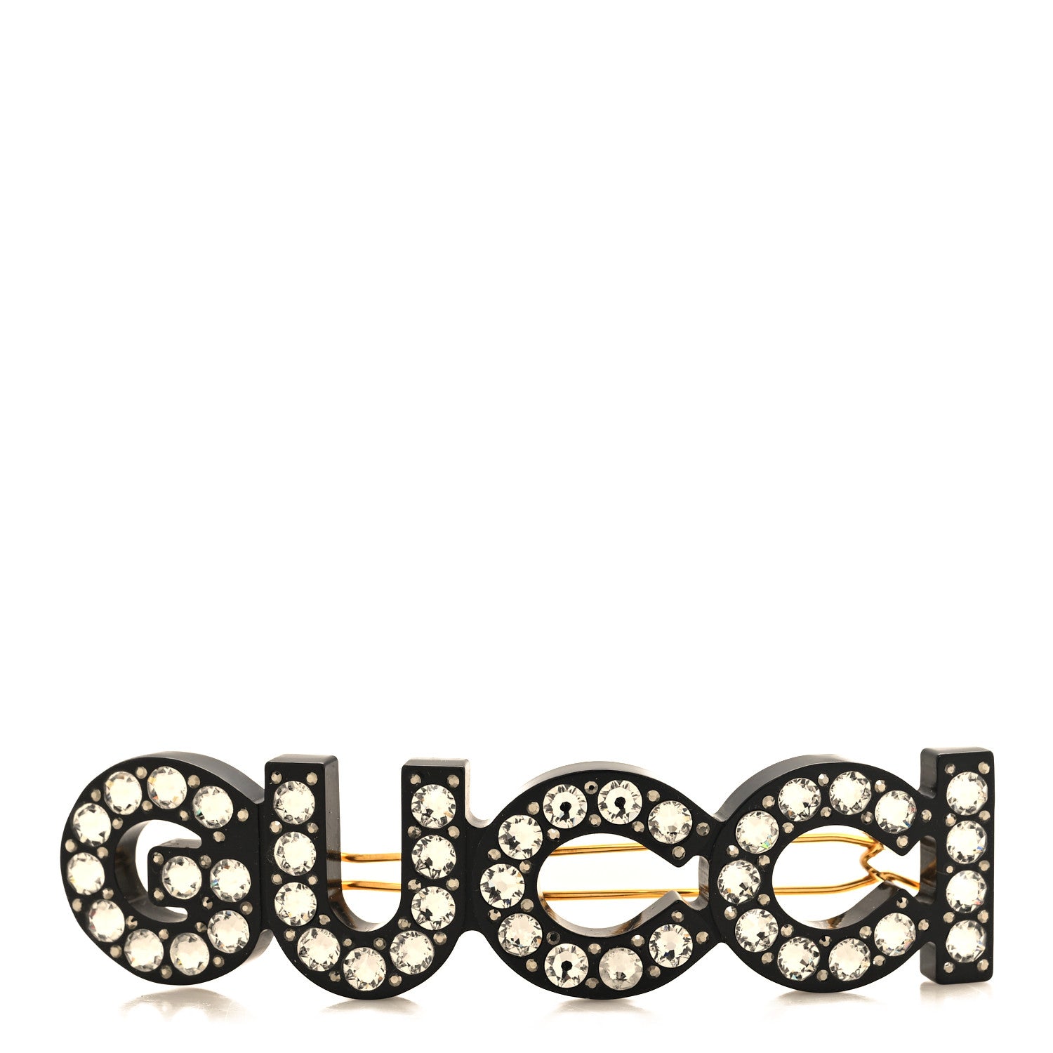 Gucci Resin Crystal Logo Medium Hair Slide Black 1 of 3