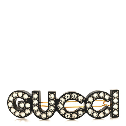Gucci Resin Crystal Logo Medium Hair Slide Black 1 of 3