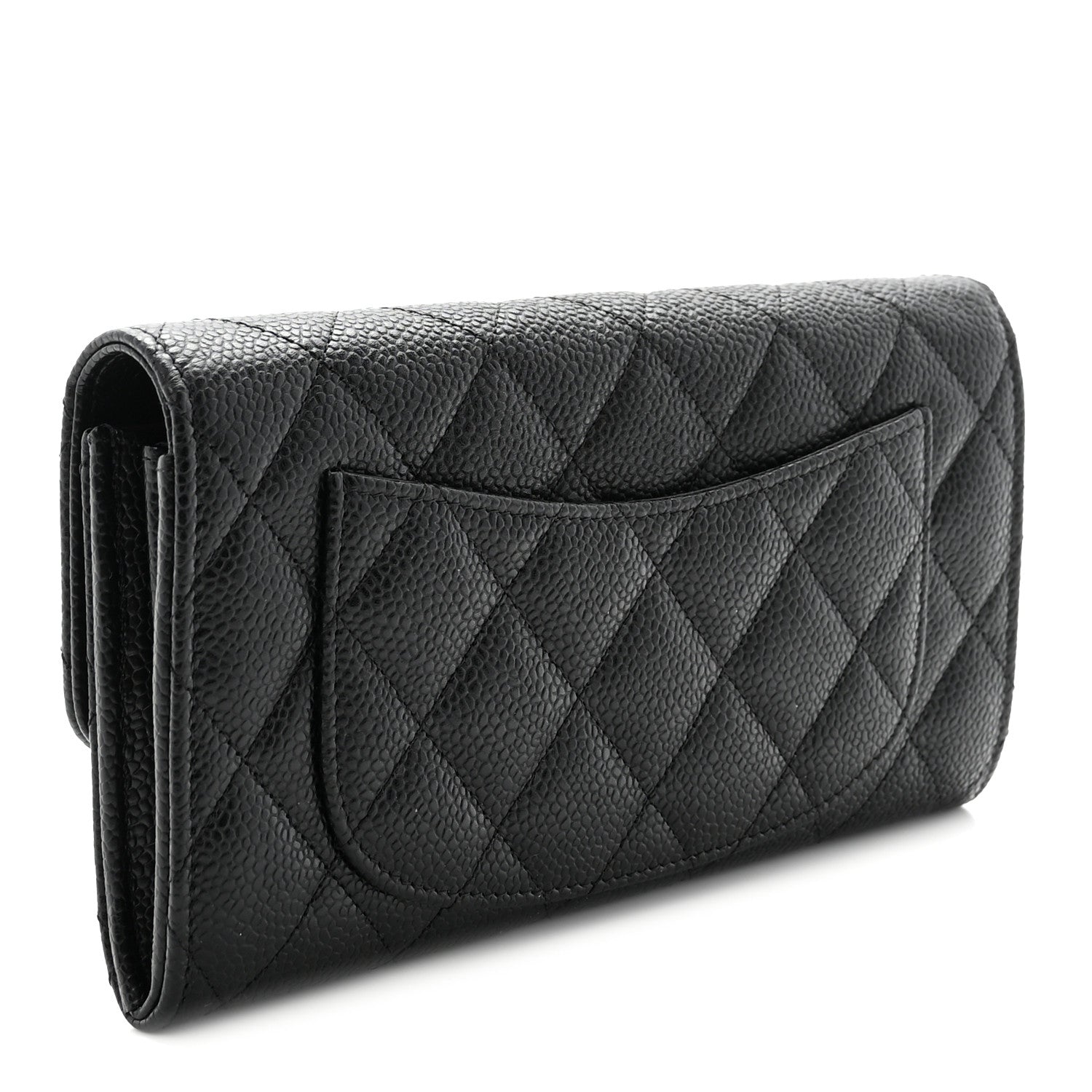 Chanel Caviar Quilted Large Gusset Flap Wallet Black 3 of 9