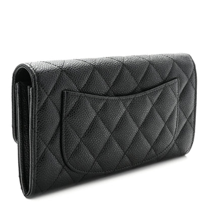 Chanel Caviar Quilted Large Gusset Flap Wallet Black 3 of 9