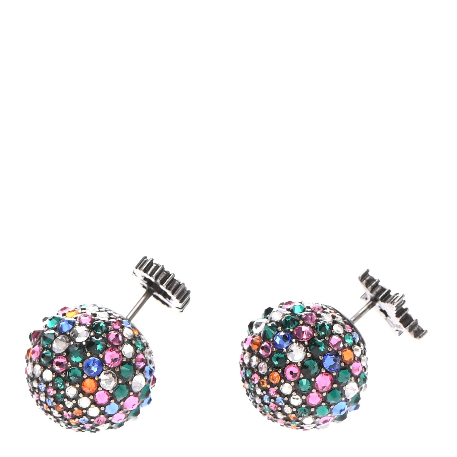 Christian Dior Crystal Mise En Dior Tribal Earrings Multicolor Antique Silver 1 of 6