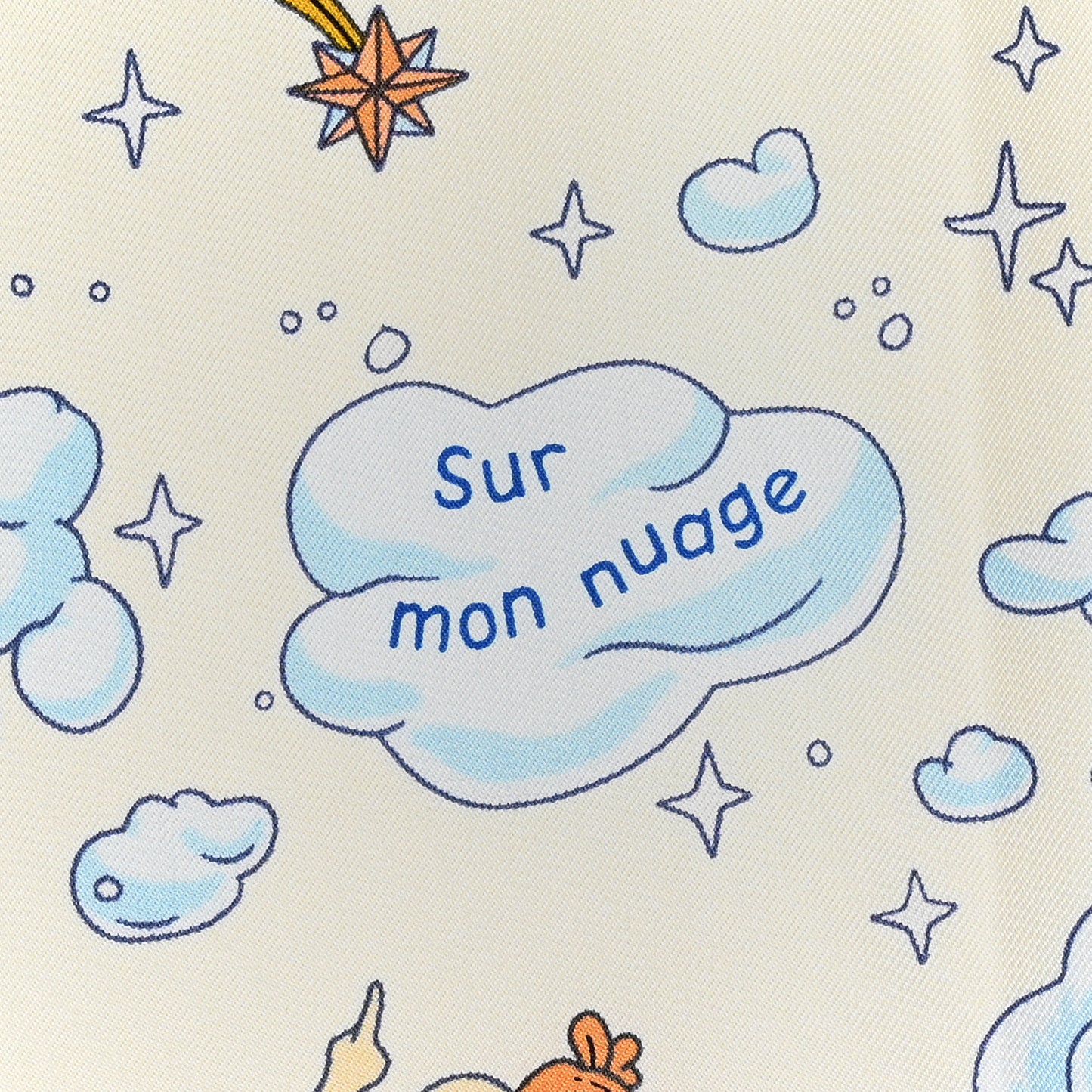 Silk Sur Mon Nuage Scarf 90 Creme Bleu Clair