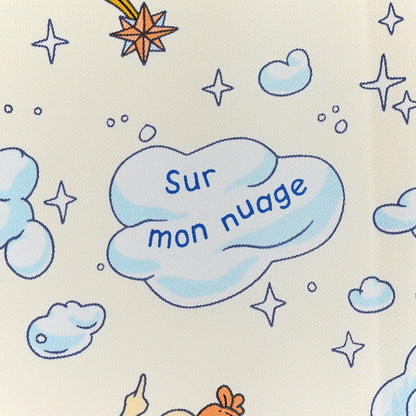 Hermes Silk Sur Mon Nuage Scarf 90 Creme Bleu Clair 3 of 5