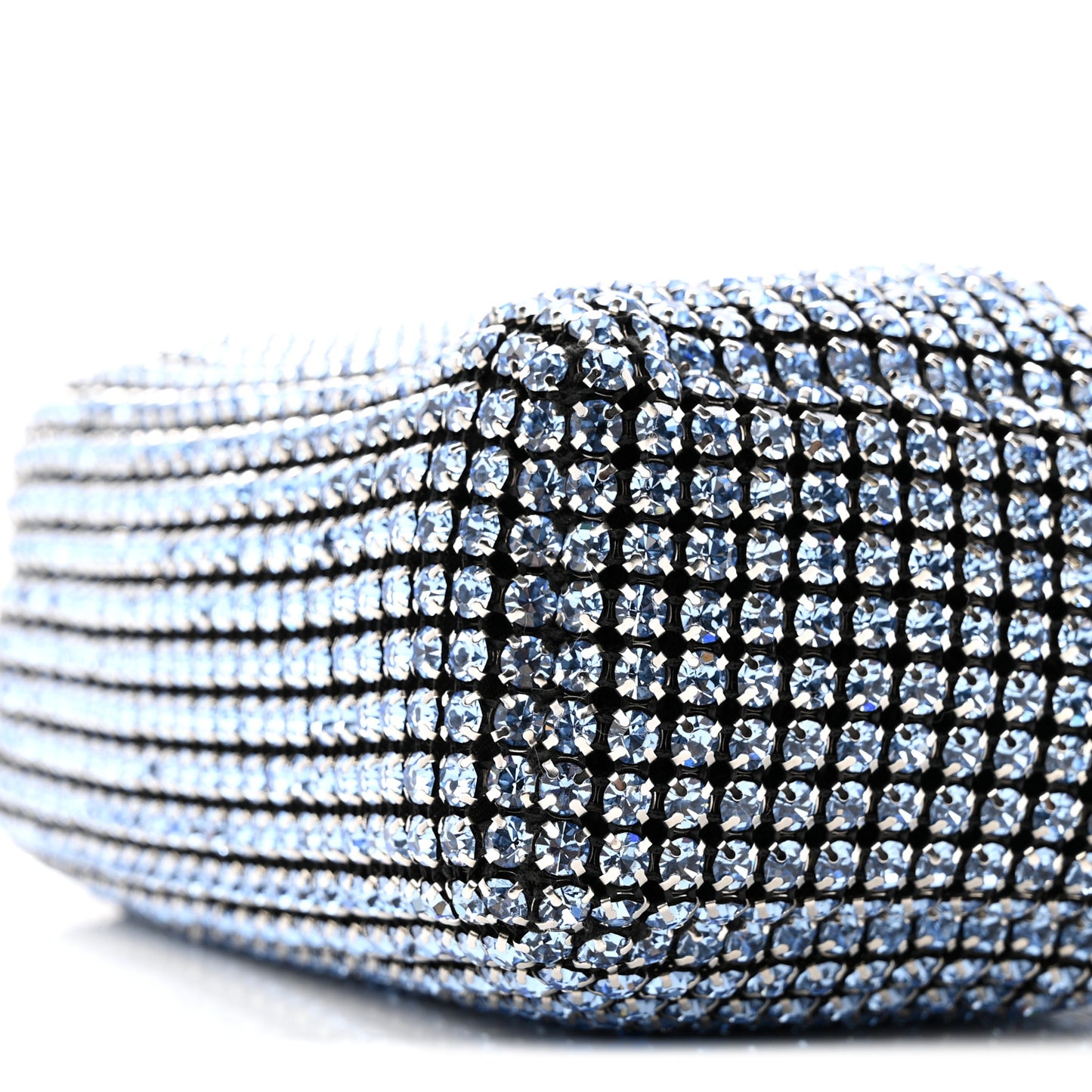 Mesh Crystal Rhinestone Mini Heiress Pouch Baby Blue