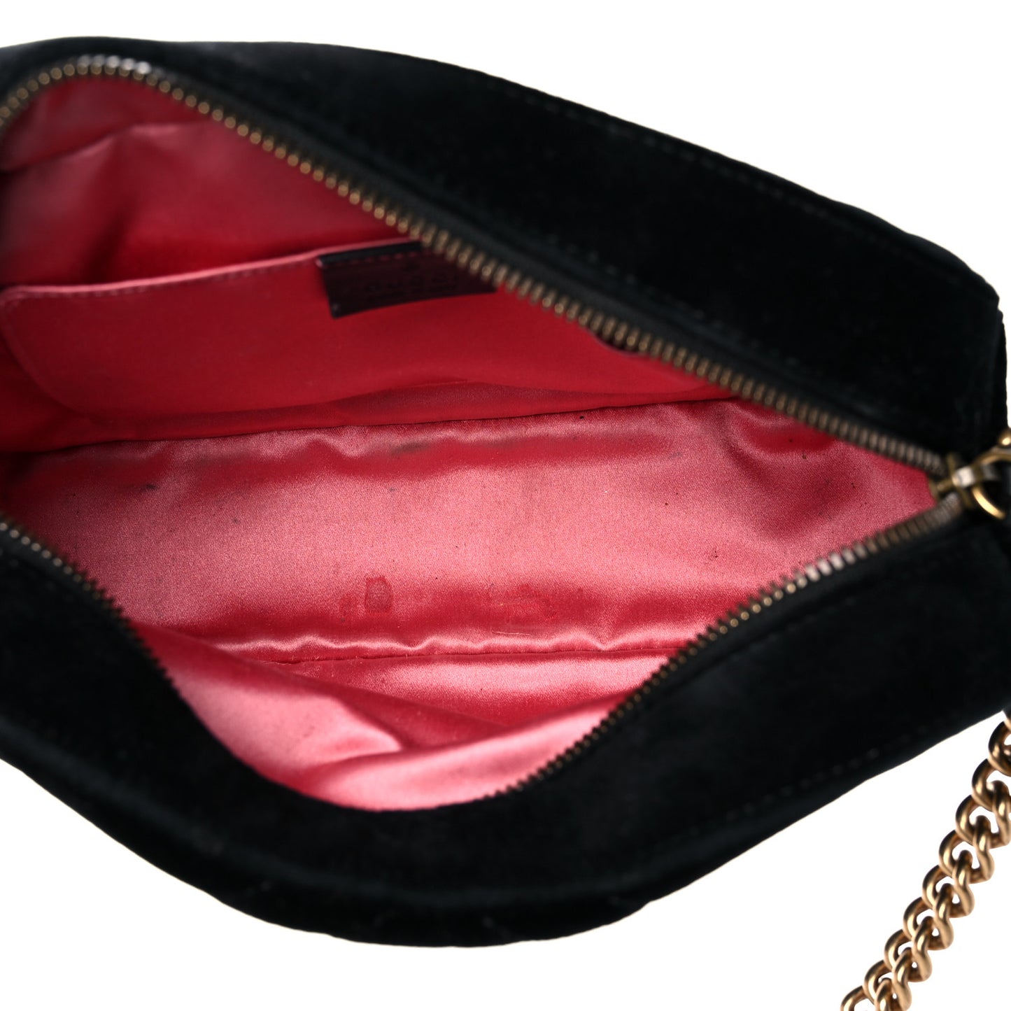 Velvet Matelasse Small GG Marmont Chain Shoulder Bag Black