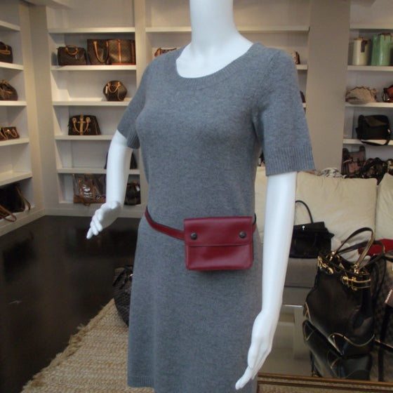 Box Leather Pochette Green Belt Bag Red